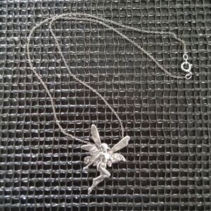 Vintage Sterling Silver Fairy Pendant Necklace
